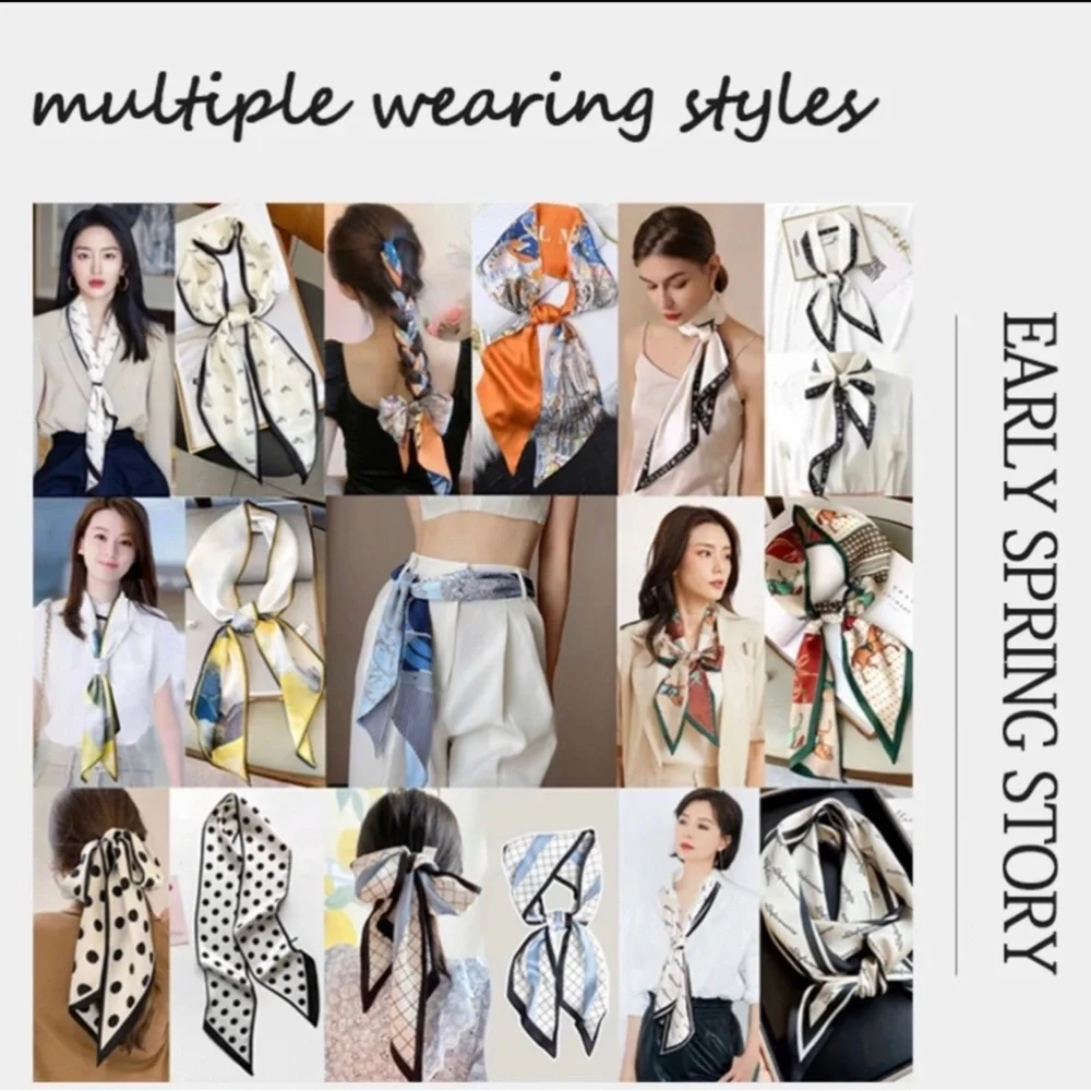 Scarf Hair Bands Neck Tie Belt Headband Lady Wraps Foulard Headkerchief … - Picture 5 of 7